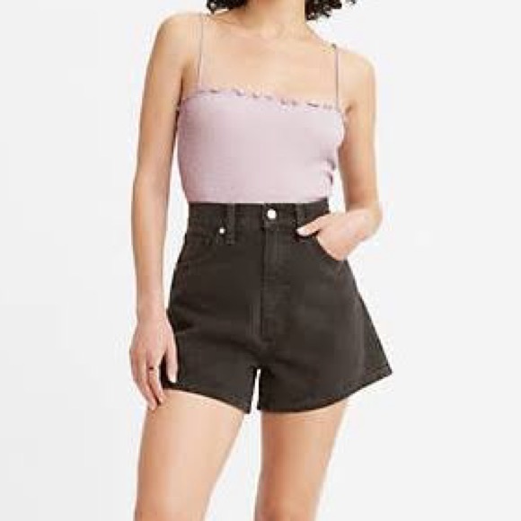 AS IS Zara mom-style stiff denim shorts in washed black, SZ likely 2 - Picture 1 of 9